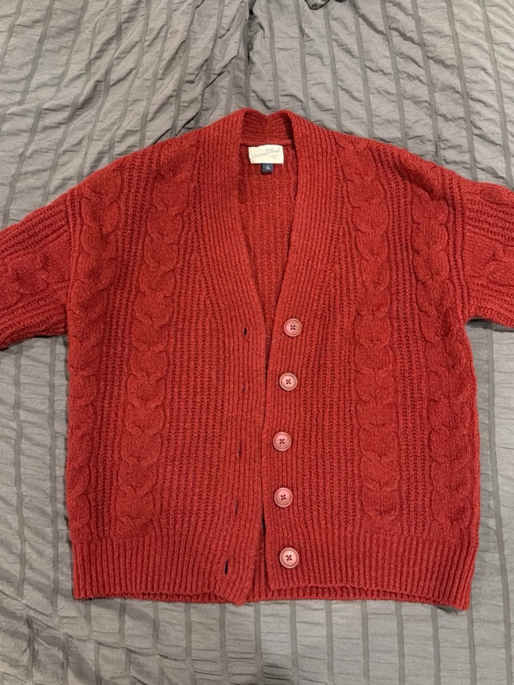 Women’s Universal Thread Red Cable Knit Button-Front Cardigan